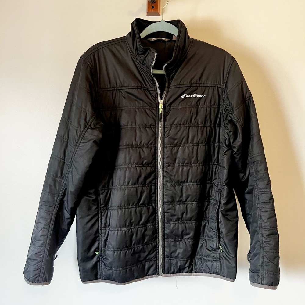 Eddie Bauer Men’s Medium Black Lightweight Insulated Jacket Full Zip